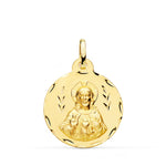 18K Escapulario Oro Amarillo Corazon De Jesus Y Virgen Del Carmen Tallado Oro Amarillo 22 mm