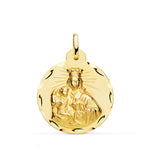 18K Escapulario Oro Amarillo Corazon De Jesus Y Virgen Del Carmen Tallado Oro Amarillo 24 mm