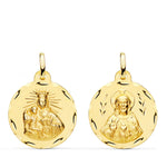 18K Escapulario Oro Amarillo Corazon De Jesus Y Virgen Del Carmen Tallado Oro Amarillo 20 mm
