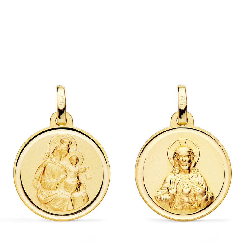 18K Scapular of the Virgin of Carmen and the Heart of Jesus Bezel 18 mm