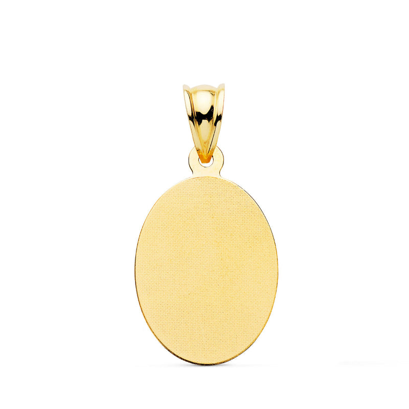 18K Yellow Gold Medal Virgin Guadalupe Oval In Shine. 21 x 15 mm