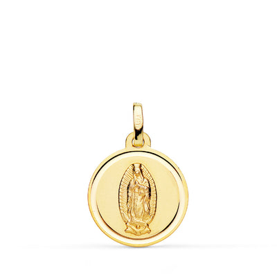 Médaille Or Jaune 18K Vierge de Guadalupe Lunette 16 Mm