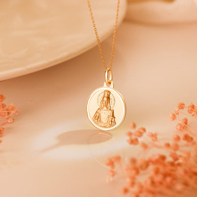 18K Yellow Gold Saint Barbara Medal Matt Bezel 18mm