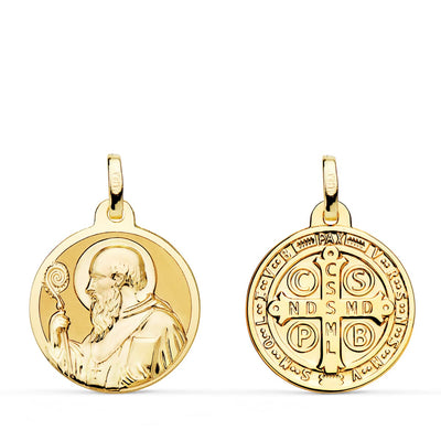 18K Medal Saint Benedict Monk Shine 18 mm