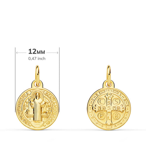 18K Medalla Escapulario San Benito Monje 12 mm