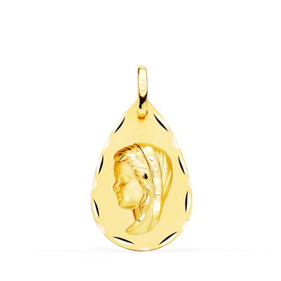 18K Virgin Girl Medal Drop Classic Size 23X15 Mm