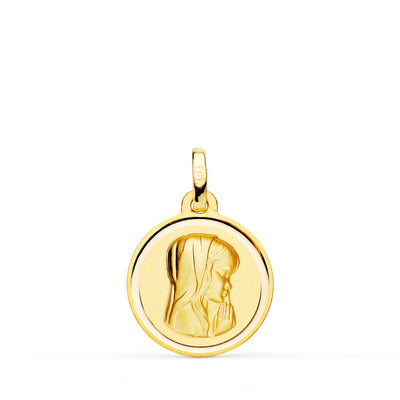 Médaille Fille Vierge Teintée 18K Avec Lunette 16 Mm