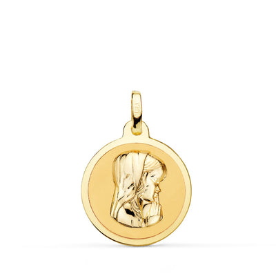 Médaille Fille Vierge En Or Jaune 18 Carats Brillant 18 Mm