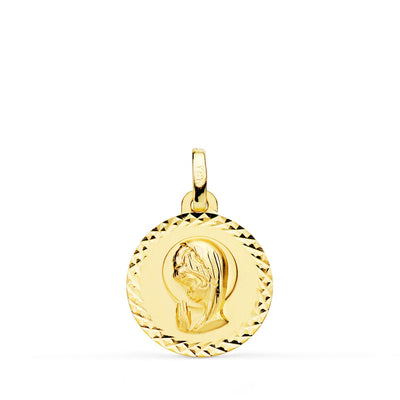 Médaille Vierge Fille Or Jaune 18 Carats Croix Taille 16 Mm