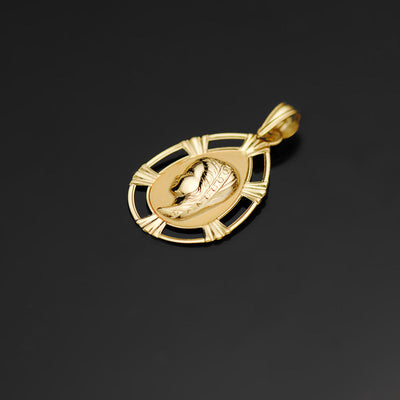 18K Virgin Girl Teardrop Medal 23x15 mm