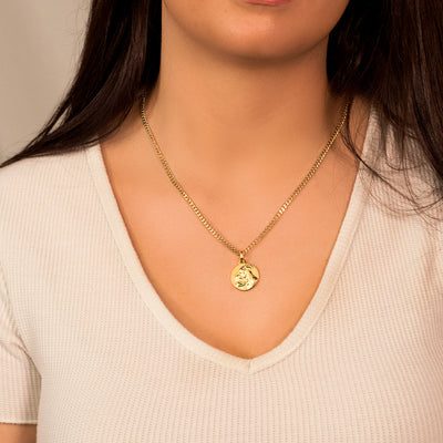 18K Divine Mother Tenderness Medal Shine and Matte 18 mm