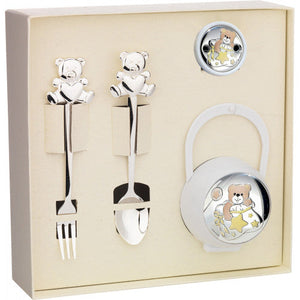 Set Caja Chupete + Chupetero + Cubiertos Osito Color