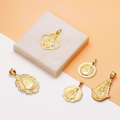 18K Virgin of El Rocio Silhouette 30x20 mm Carved