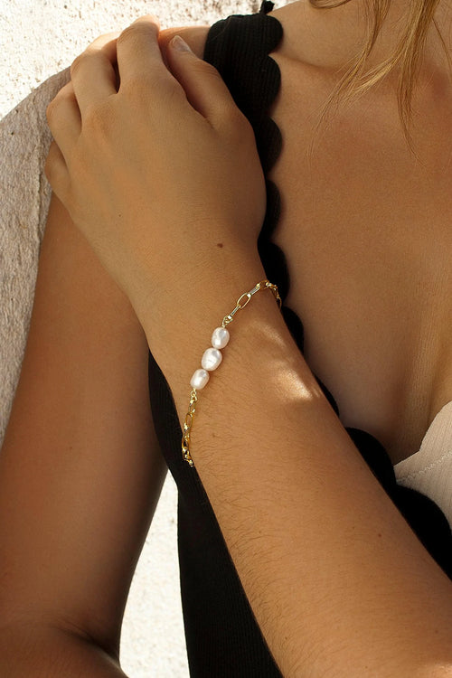 Puseras de Perlas en Plata Diseño Triple Perla