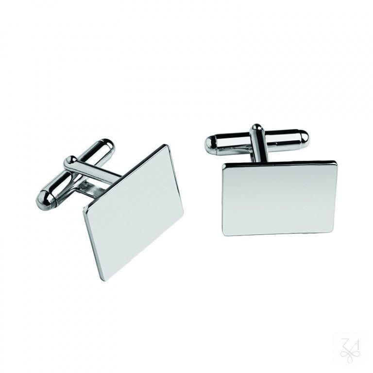 Gemelos de plata de ley rectangulares lisos para camisa