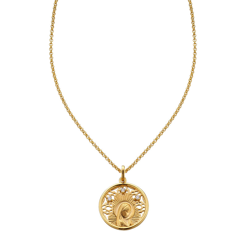 Camelota Pendant 925 Silver Gold Openwork Virgin Medal