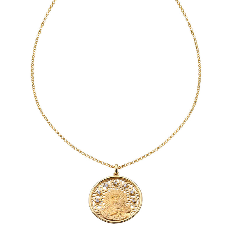 Colgante Camelot Plata 925 Dorada Medalla Virgen con Niño