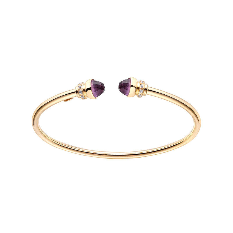 Brazalete Tubogas Plata 925 Dorada y Amatista