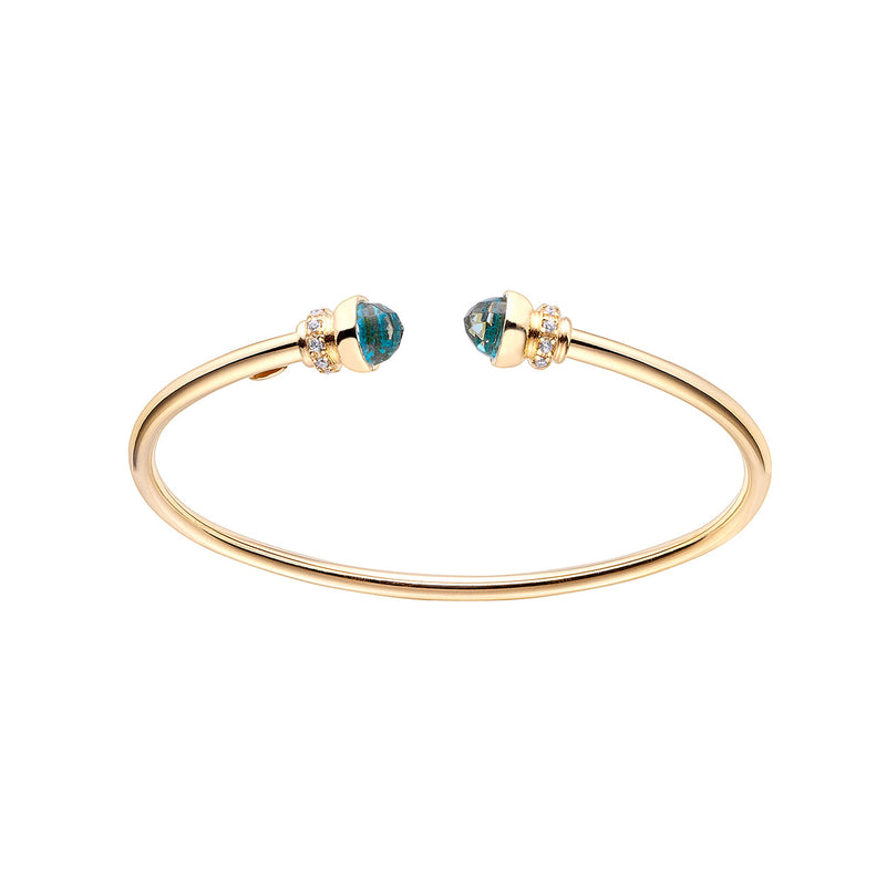 Brazalete Tubogas Plata 925 Dorada y Topacio