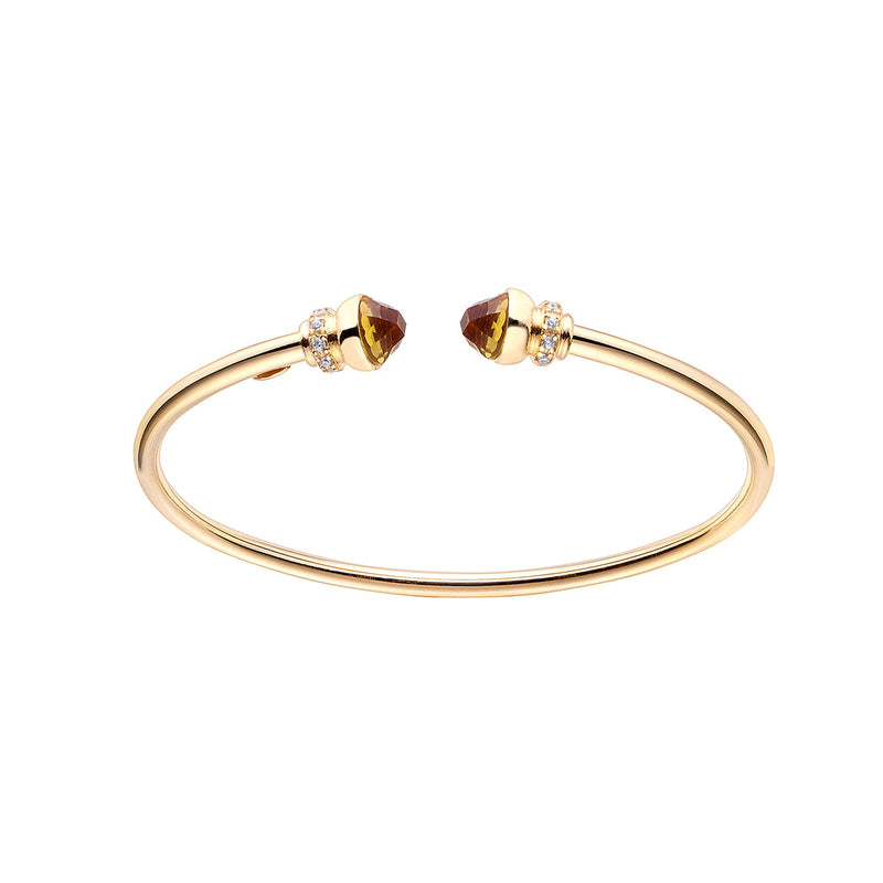 Brazalete Tubogas Plata 925 Dorada y Citrino