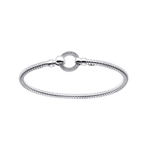 Tubogas Bracelet in 925 Silver with a Circle of Pave Zirconia