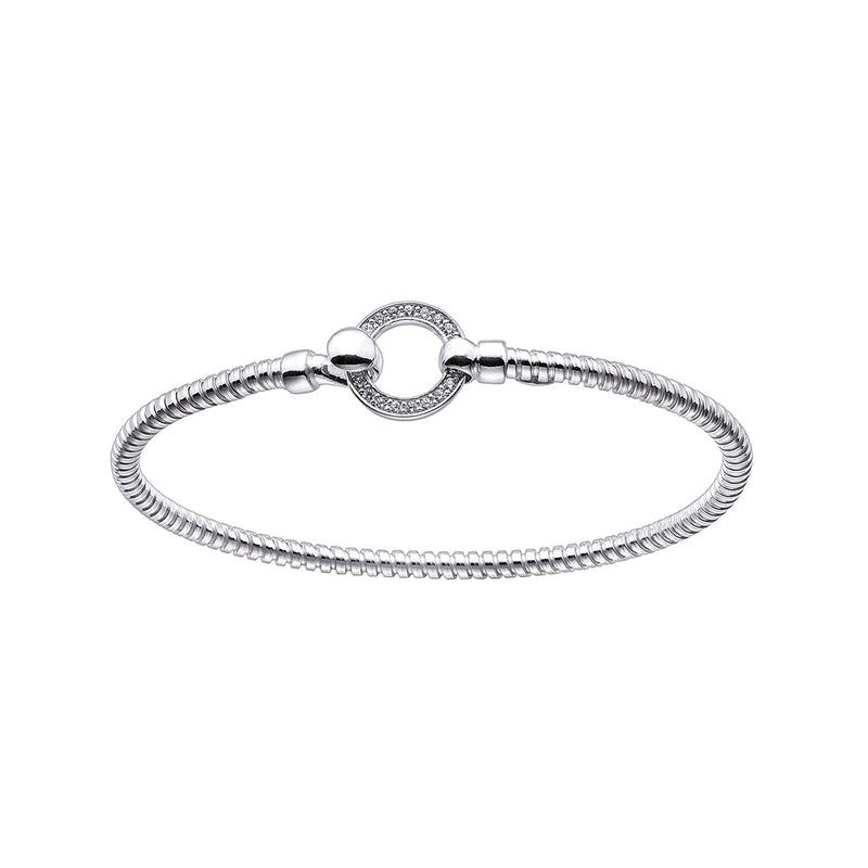 Bracelet Tubogas en Argent 925 avec Cercle Pavé de Zircones