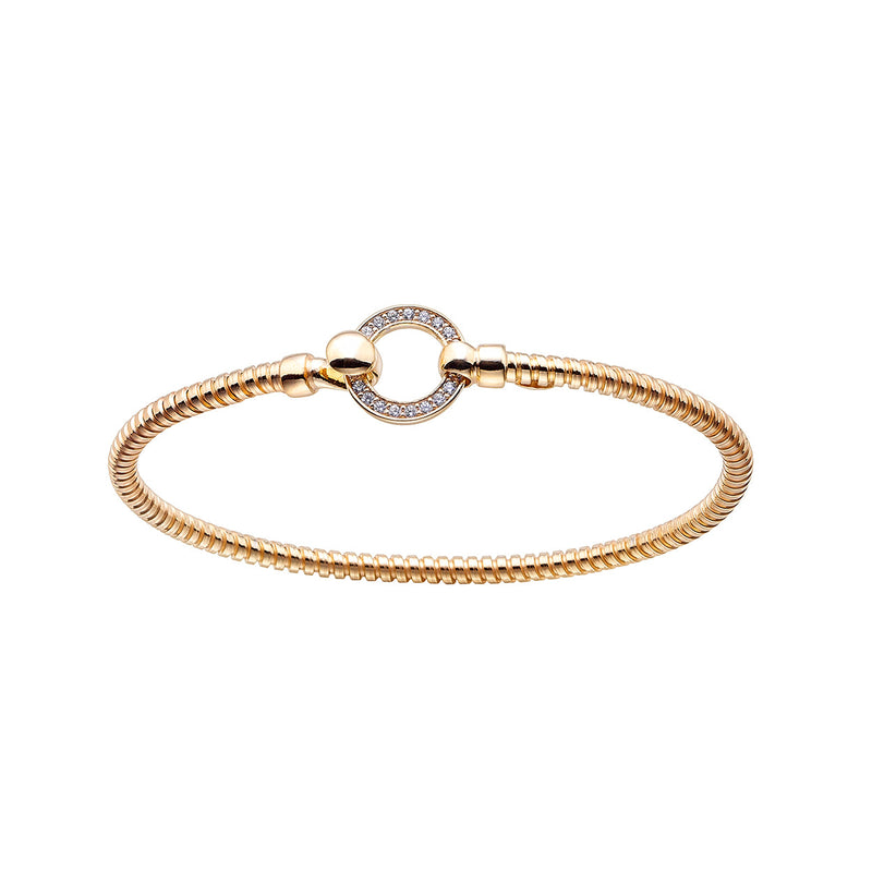 Brazalete Tubogas Plata 925 Dorada con Círculo de Pavé Circonitas