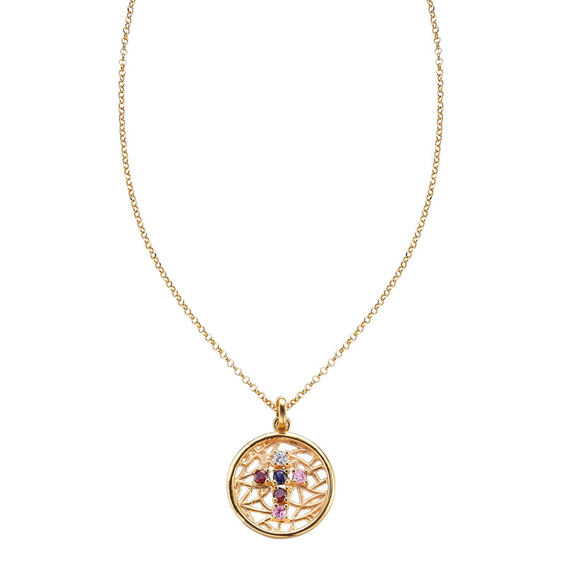 Colgante Camelot Plata 925 Dorada Cuarzos de Colores