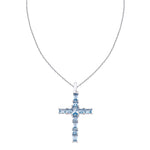 Pretty Jewels 925 Silver Pendant with Aquamarine Cross