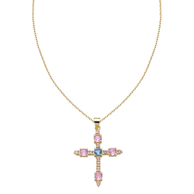 Pretty Jewels 925 Silver Pendant with Multicolor Cross