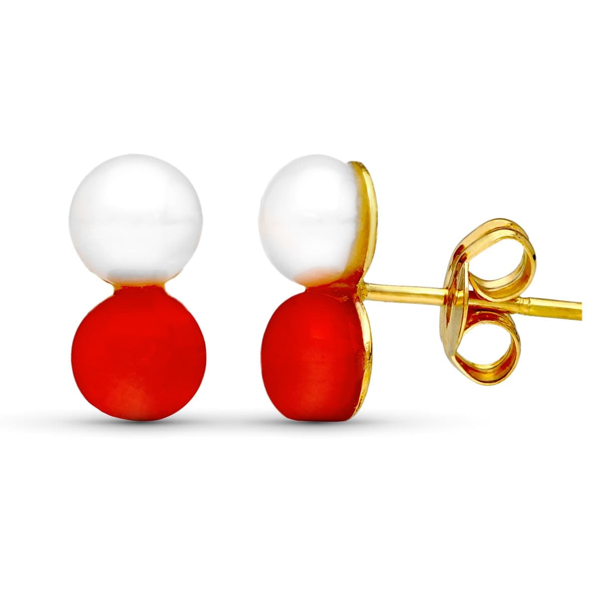 18K Yellow Gold Earrings Pearl 10X5 mm