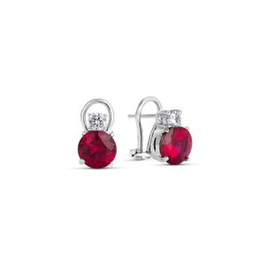 Silver and Double Ruby Zirconia Earrings