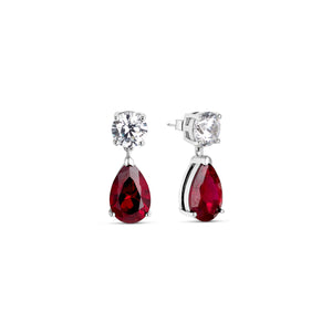 Drop Earrings Silver and Ruby Zirconia