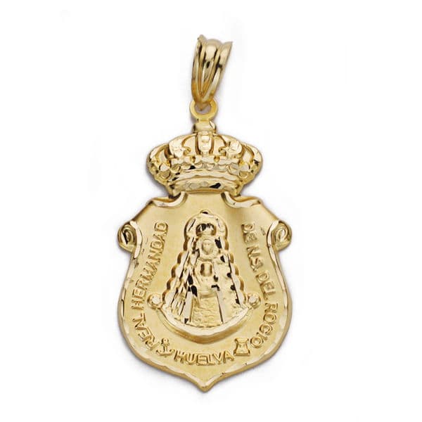 18K Yellow Gold Pendant Shield of Rocio 30 mm