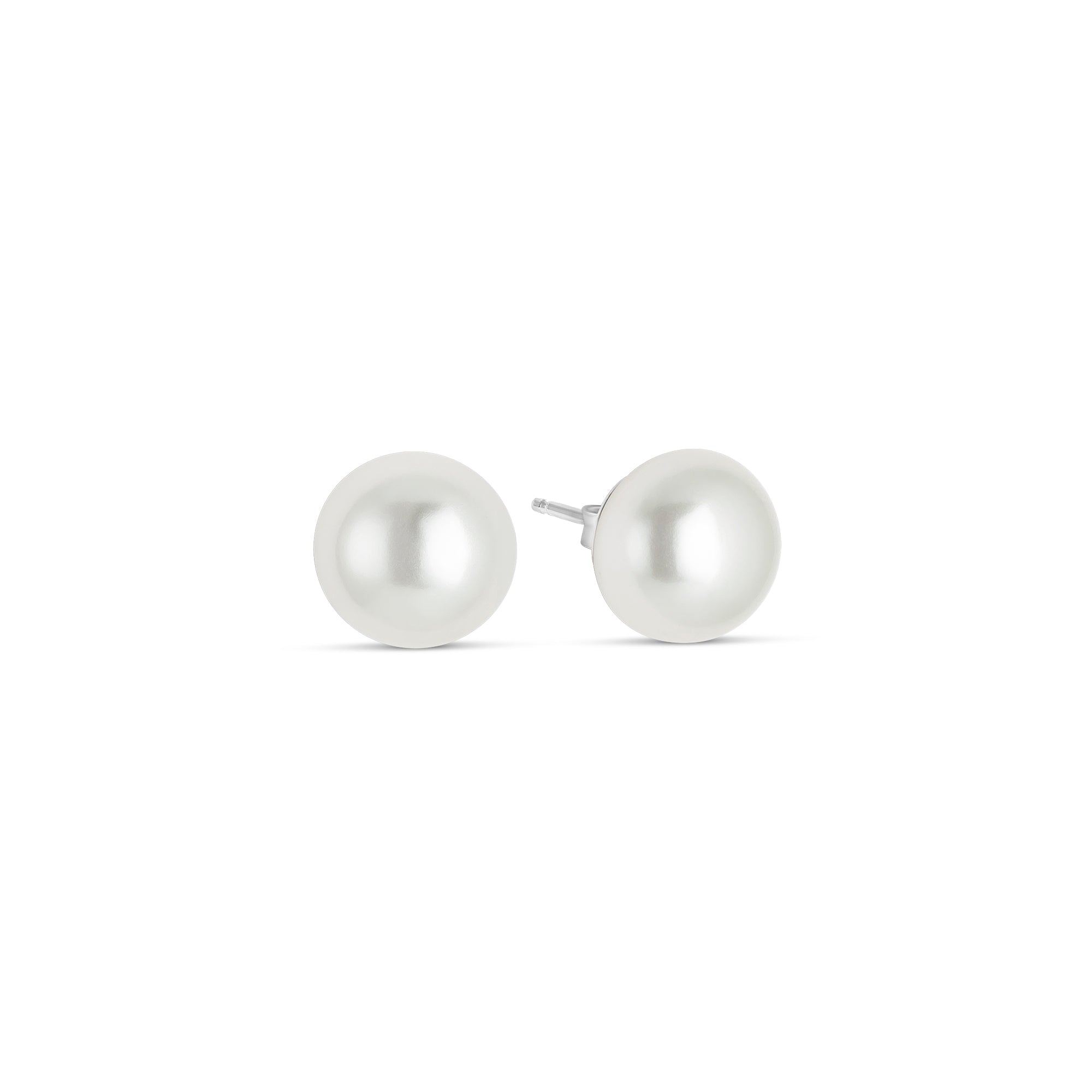 12mm Simple Shell Pearl Earrings in Silver