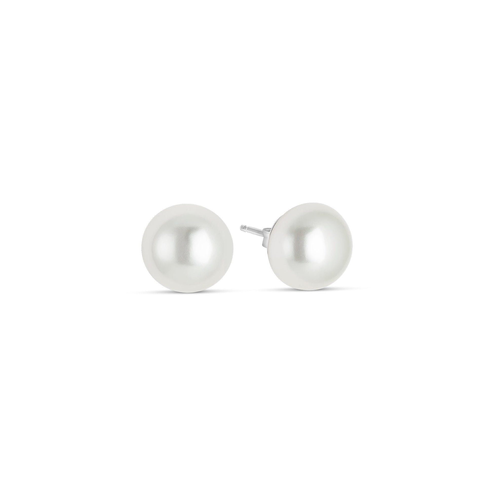 12mm Simple Shell Pearl Earrings in Silver