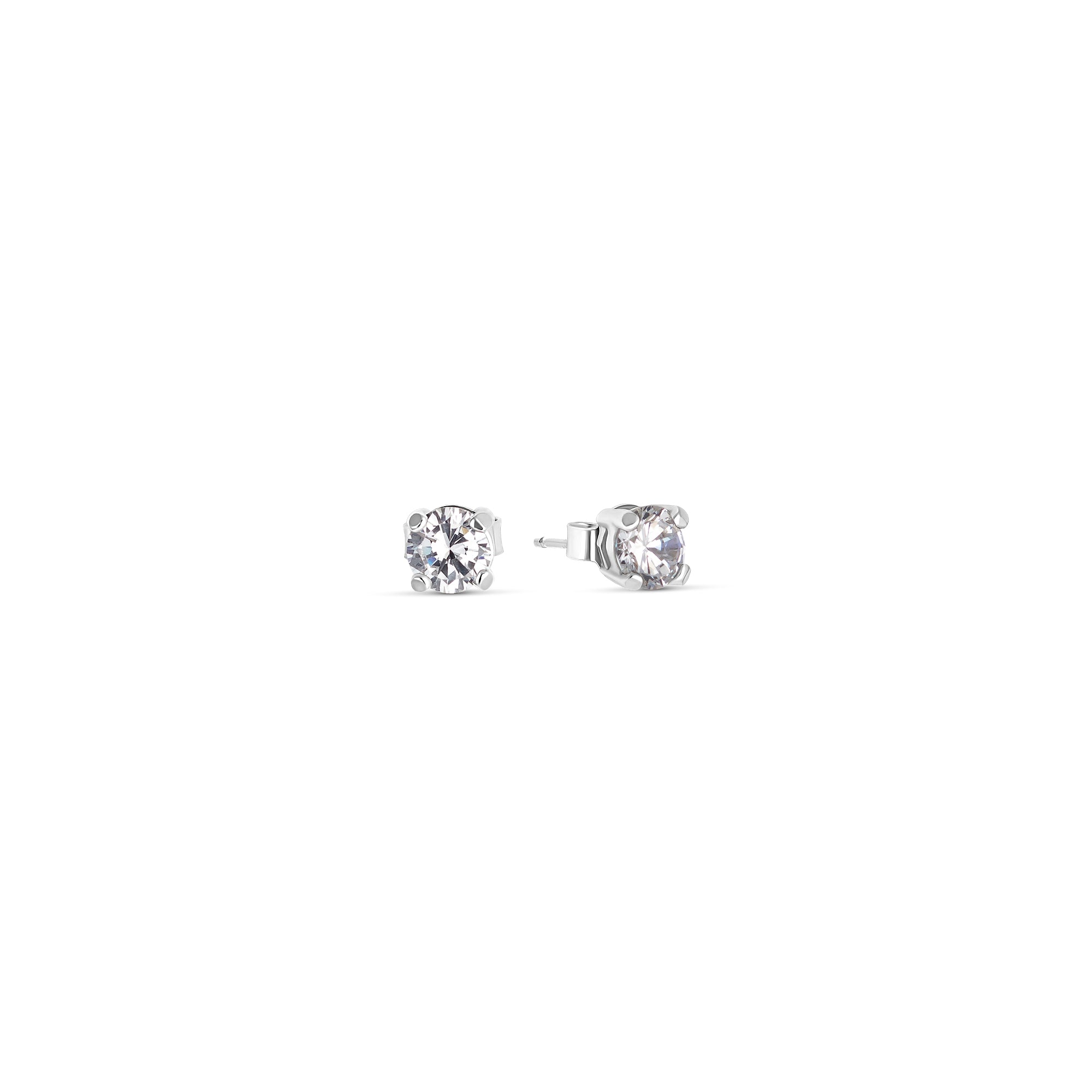 Silver Zircon Sleeper Earrings 5 ​​mm