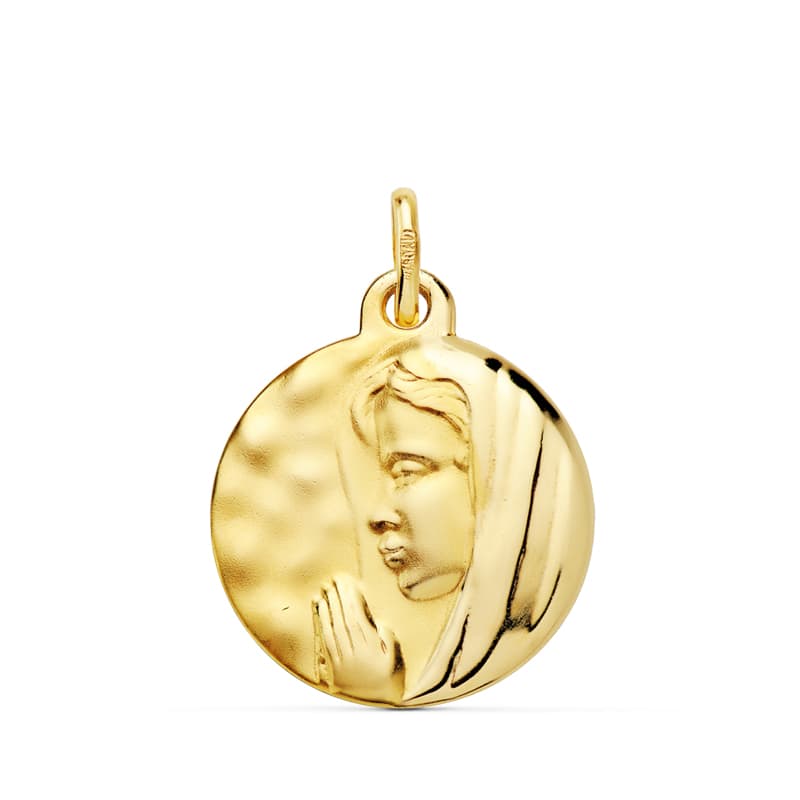 Médaille Vierge Marie 18K "Reine du Ciel" 16 mm