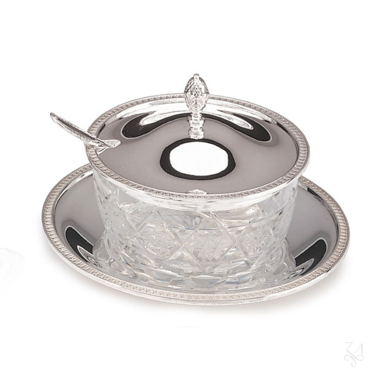 Quesero Impero redondo de plata de ley 925 con cuenco de cristal