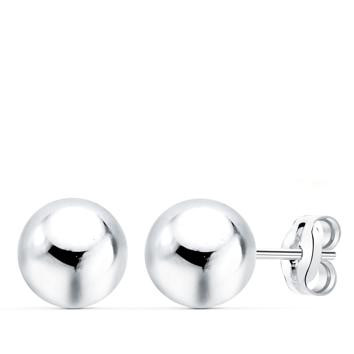 18K Smooth Ball Earrings 4mm Pressure White Gold