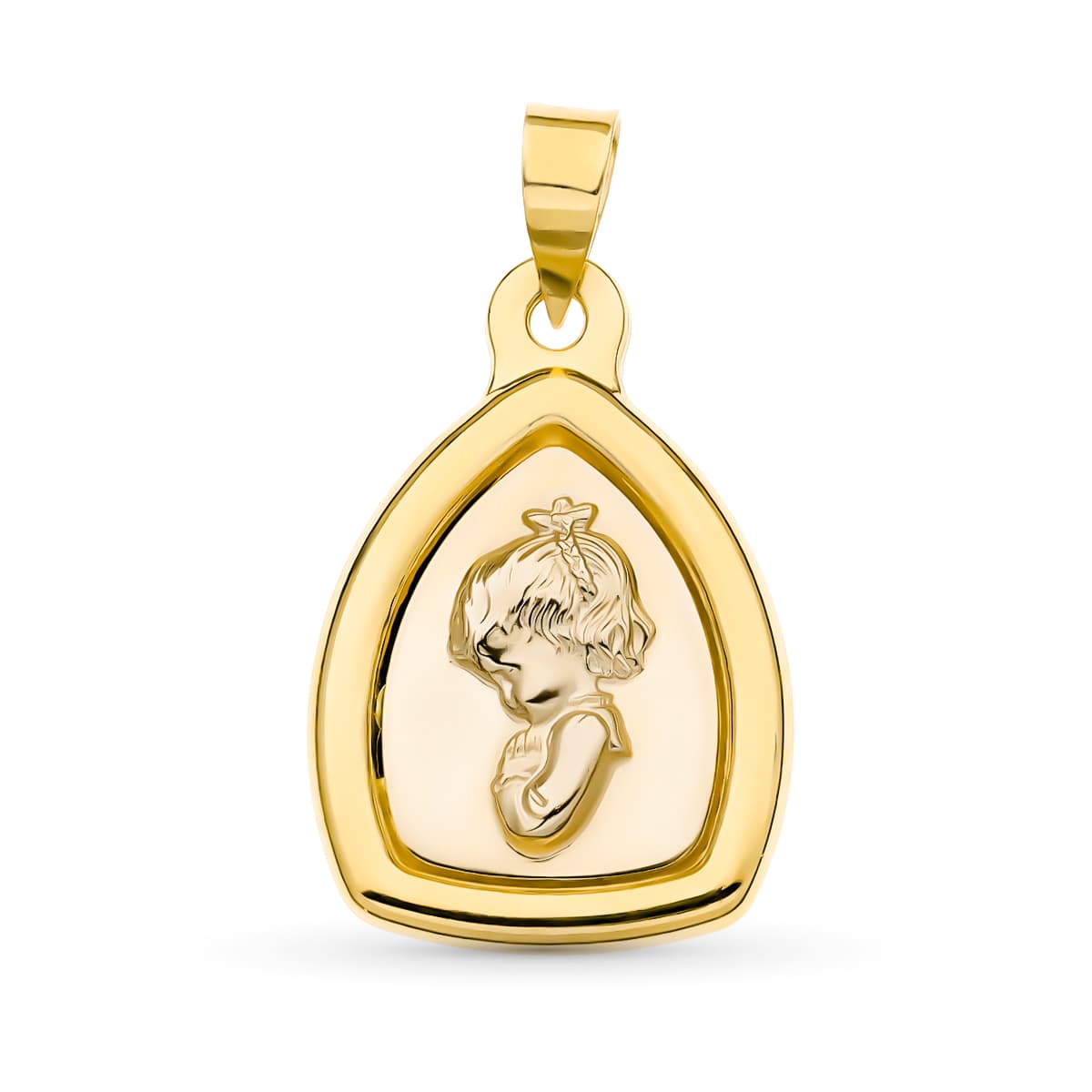18K Bicolor Gold Medal Virgin Girl 24x16 mm