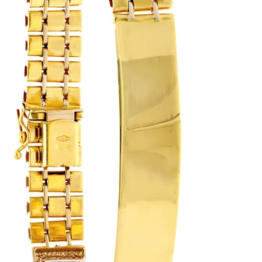 18K Hollow Yellow Gold Bracelet 22 cm 10 mm