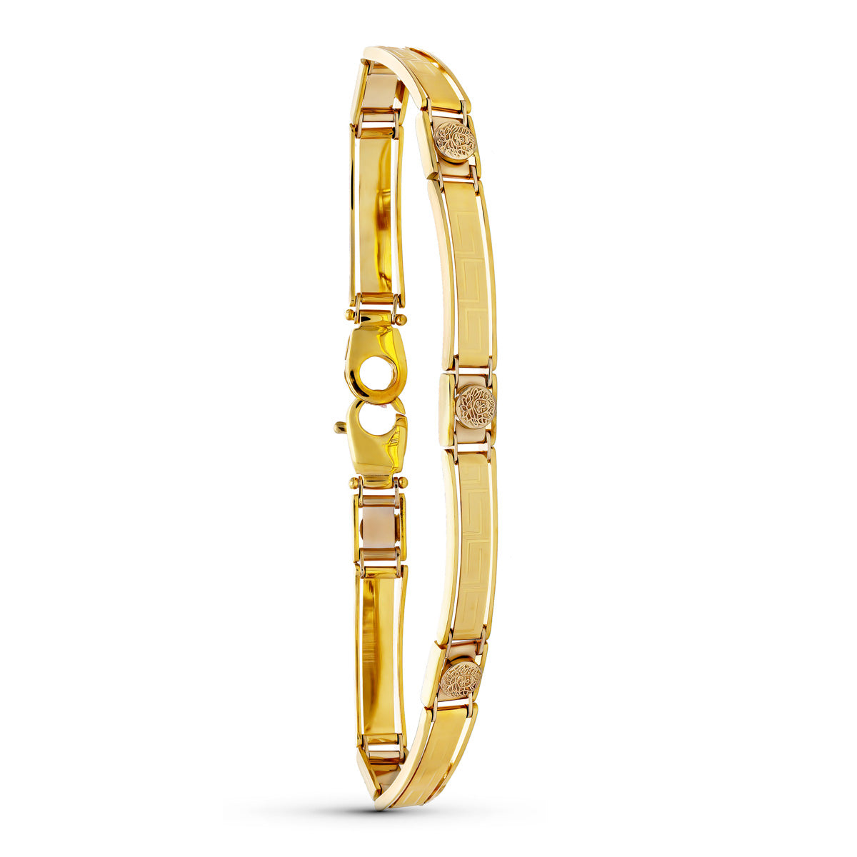 18K Pulsera Oro Bicolor Caballero Greca