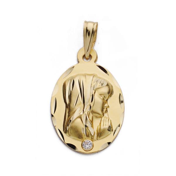 Médaille Vierge Enfant 18K 22X14 mm