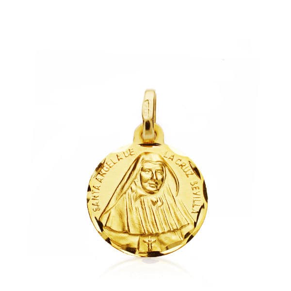 18K Medal of Saint Angela of the Cross 16 mm