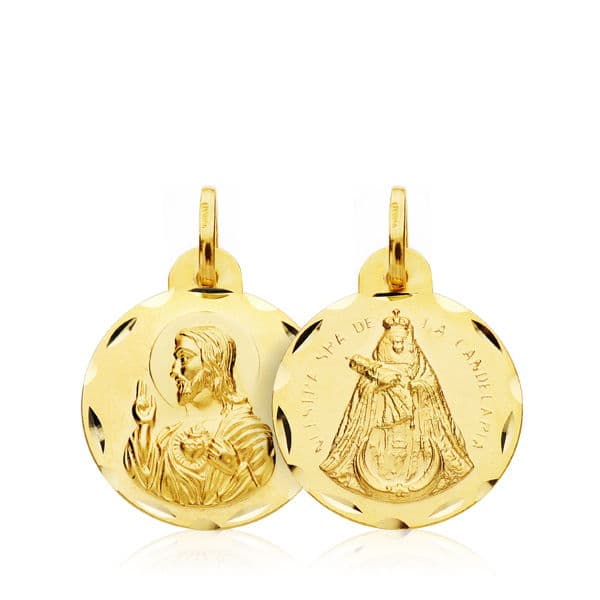 18K Escapular Heart of Jesus Virgin of Candelaria 16 mm