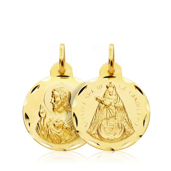 Cœur Scapulaire 18K de Jésus Vierge de La Candelaria 18 mm