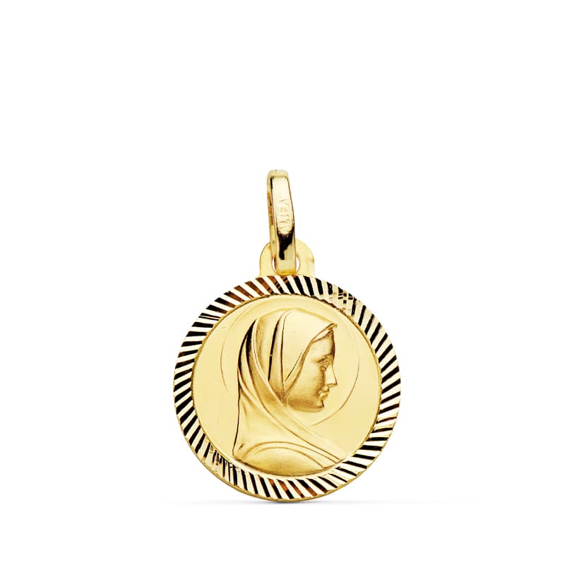 18K French Virgin Girl Medal Helice 14 mm