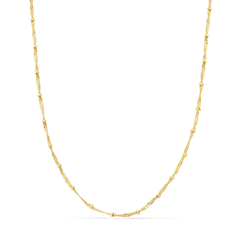 18K Solid Singapore Chain With Smooth Balls. Length 45 cm Width 1.2 mm