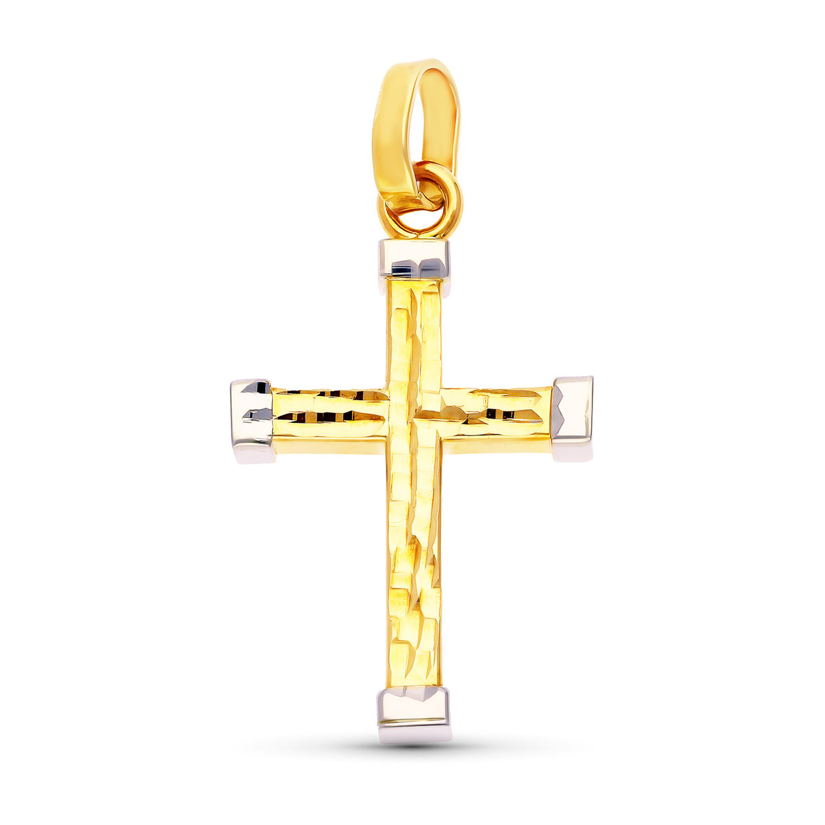 18K Hollow Bicolor Cross 32x19 mm